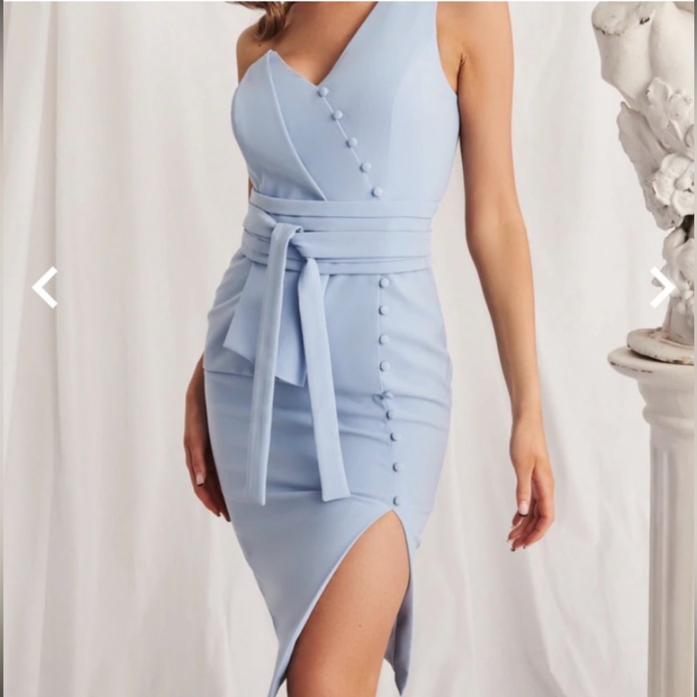 Lavish Alice Dress Bardot Wrap Midi Dress